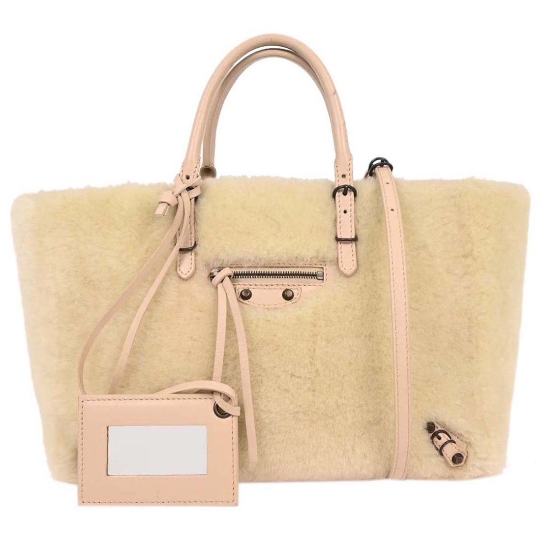 Papier A6 Zip Around White Handbag with Classic Studs by Balenciaga (1 of 1)