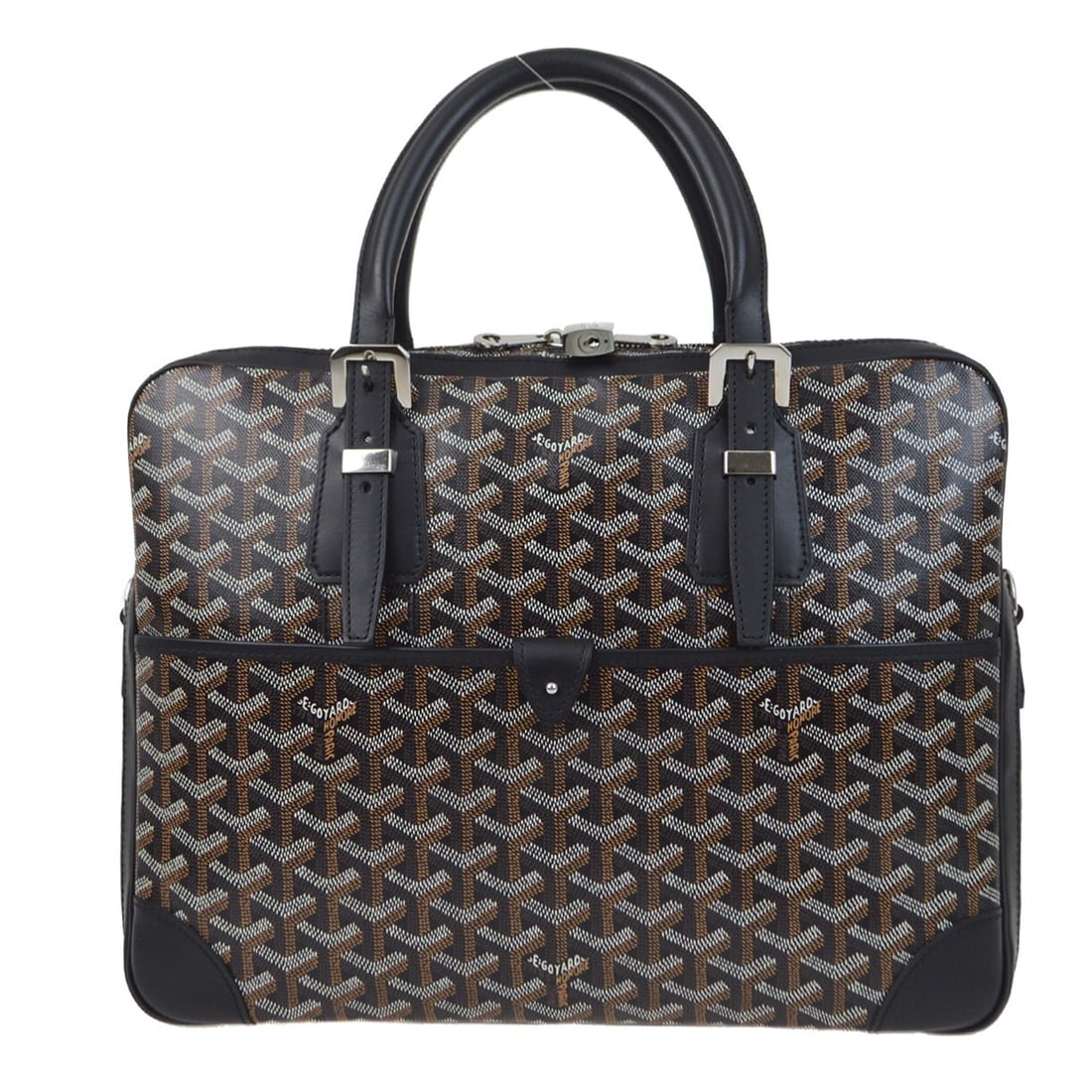Goyard Black Ambassade PM Briefcase Coated Canvas Leather: Goyard Black Ambassade PM Briefcase Coated Canvas Leather Introducing the Goyard Black Ambassade PM Briefcase, a sophisticated accessory designed for the modern professional. This stylish briefcase fe