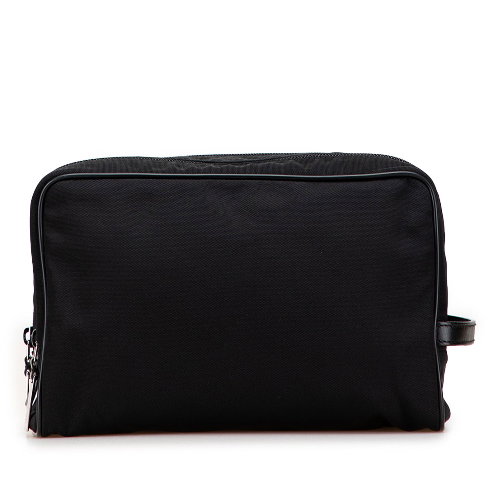 Gucci Black Nylon Clutch Bag with Zip Closure: Gucci Black Nylon Clutch Bag with Zip Closure This Gucci Nylon Clutch is a stylish and functional accessory crafted from durable nylon. It features a single flat side handle and a secure top zip closu