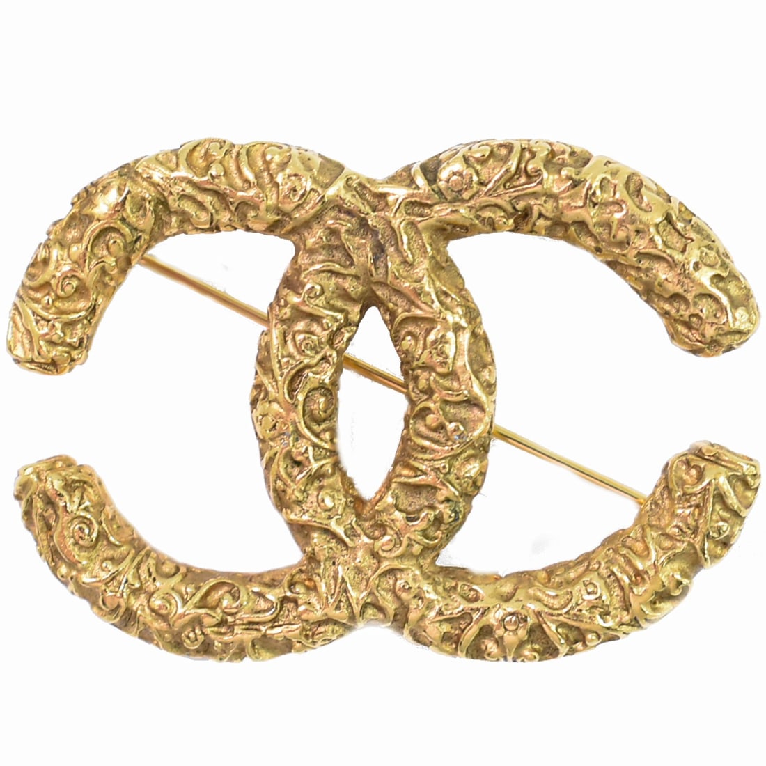 Gold Tone Brooch by Chanel with CC Logo (1 of 1)