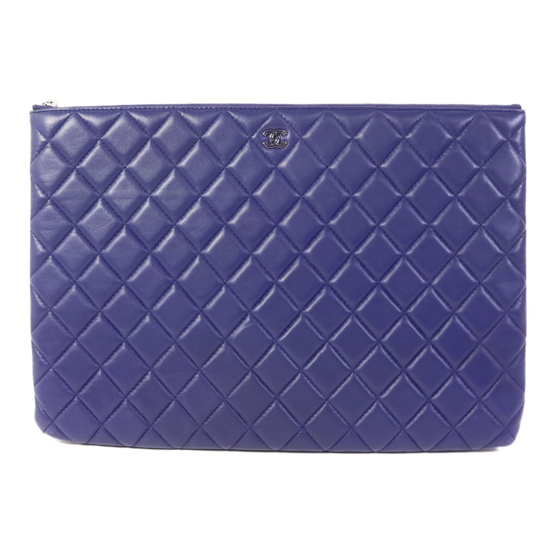 CHANEL Blue Lambskin Leather Pouch with SHW (1 of 17)