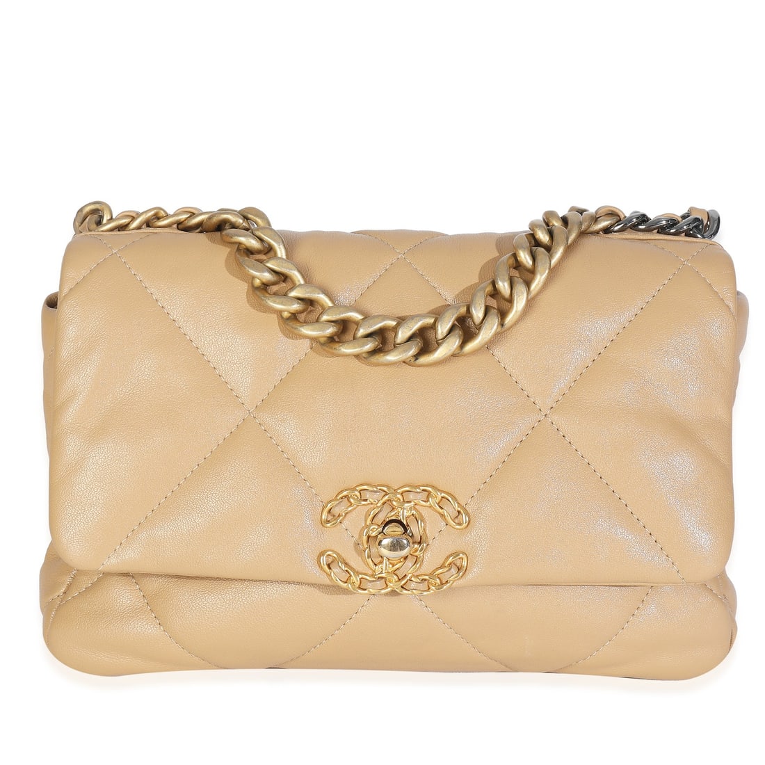 Beige Lambskin Chanel 19 Quilted Flap Bag with Box and Accessories (1 of 9)