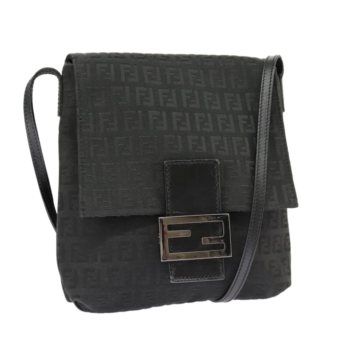 Fendi Black Zucchino Canvas Mamma Baguette Shoulder Bag Auth Italy: Fendi Black Zucchino Canvas Mamma Baguette Shoulder Bag Auth Italy Elevate your style with the Fendi Zucchino Canvas Mamma Baguette Shoulder Bag in elegant black. This iconic shoulder bag features a d