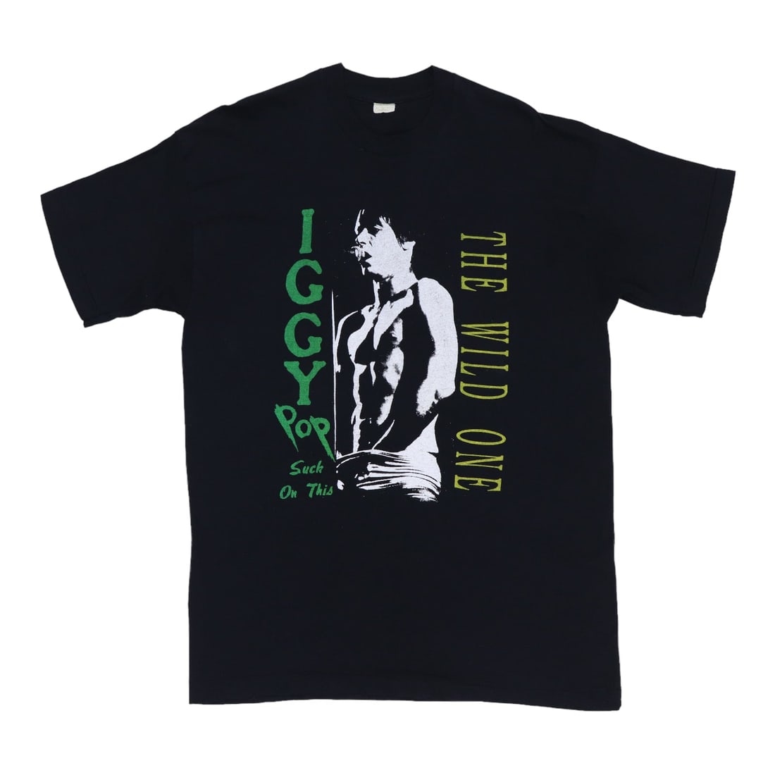 Vintage 1990s Iggy Pop Suck On This Shirt Black XL: Vintage 1990s Iggy Pop Suck On This Shirt Black XL Discover the unique charm of this original vintage 1990s Iggy Pop Suck On This Shirt. A true collector's item, this shirt is not a modern reproductio