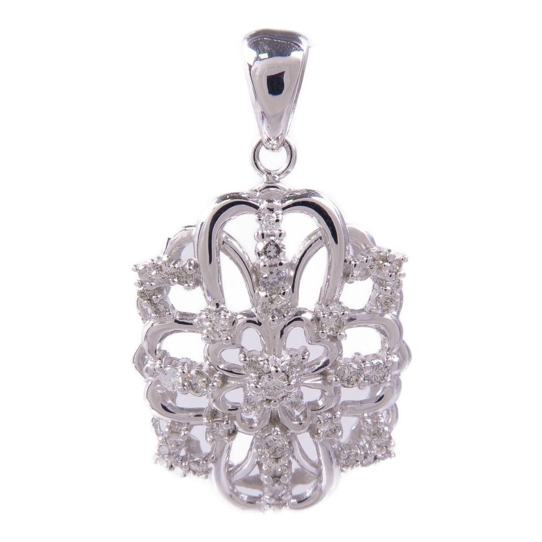 JEWELRY 18K White Gold Diamond Pendant Top Elegant Accessory (1 of 7)
