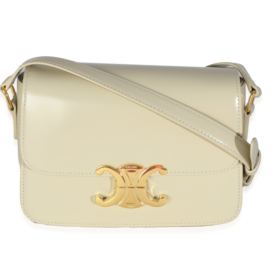 Celine Classique Triomphe Bag Light Stone Shiny Calfskin Gold-Tone Hardware (1 of 8)