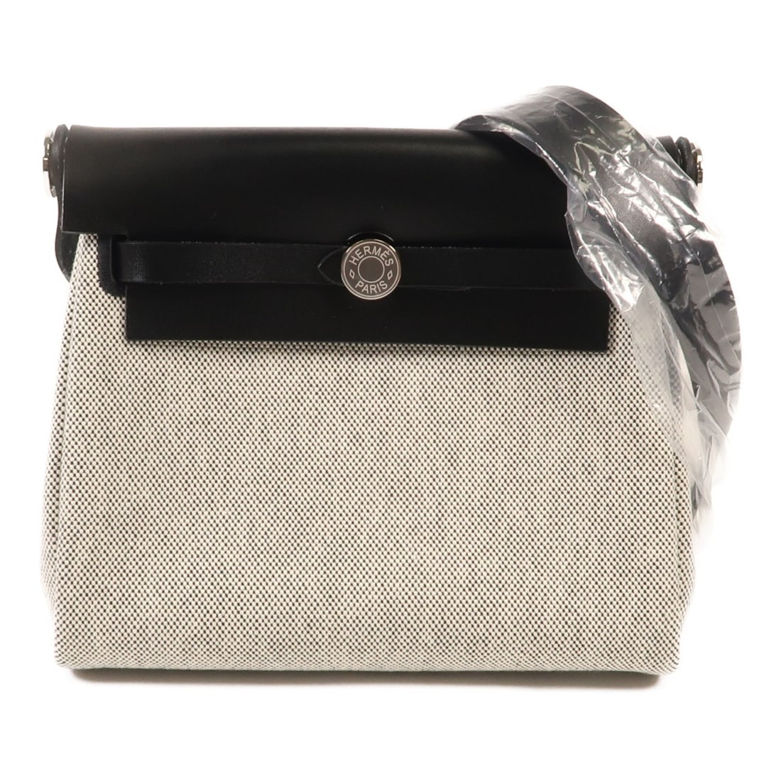 HERMES Herbag Mini Black White Canvas Shoulder Bag (1 of 13)