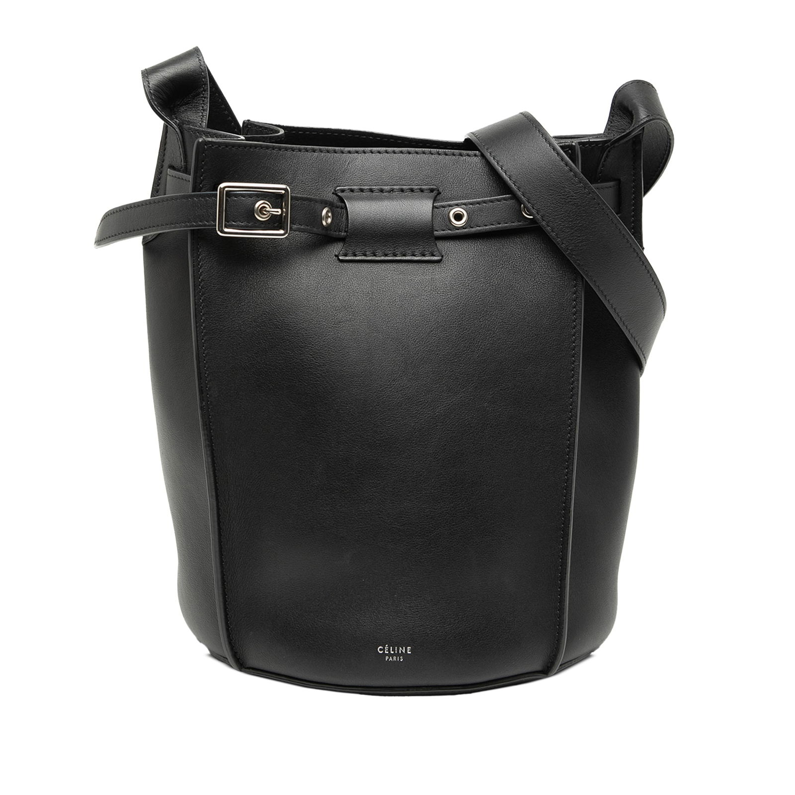 Celine Nano Big Bag Black Leather Bucket Crossbody with Shoulder Strap (1 of 8)