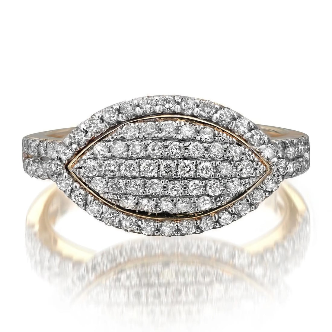 Rachel Koen 0.72ct Pave Round Diamond Cocktail Ring 14K Yellow Gold Size 7.5: Rachel Koen 0.72ct Pave Round Diamond Cocktail Ring 14K Yellow Gold Size 7.5 This stunning ladies' cocktail ring features a luxurious pave set of sparkling round brilliant cut diamonds, totaling 0.72