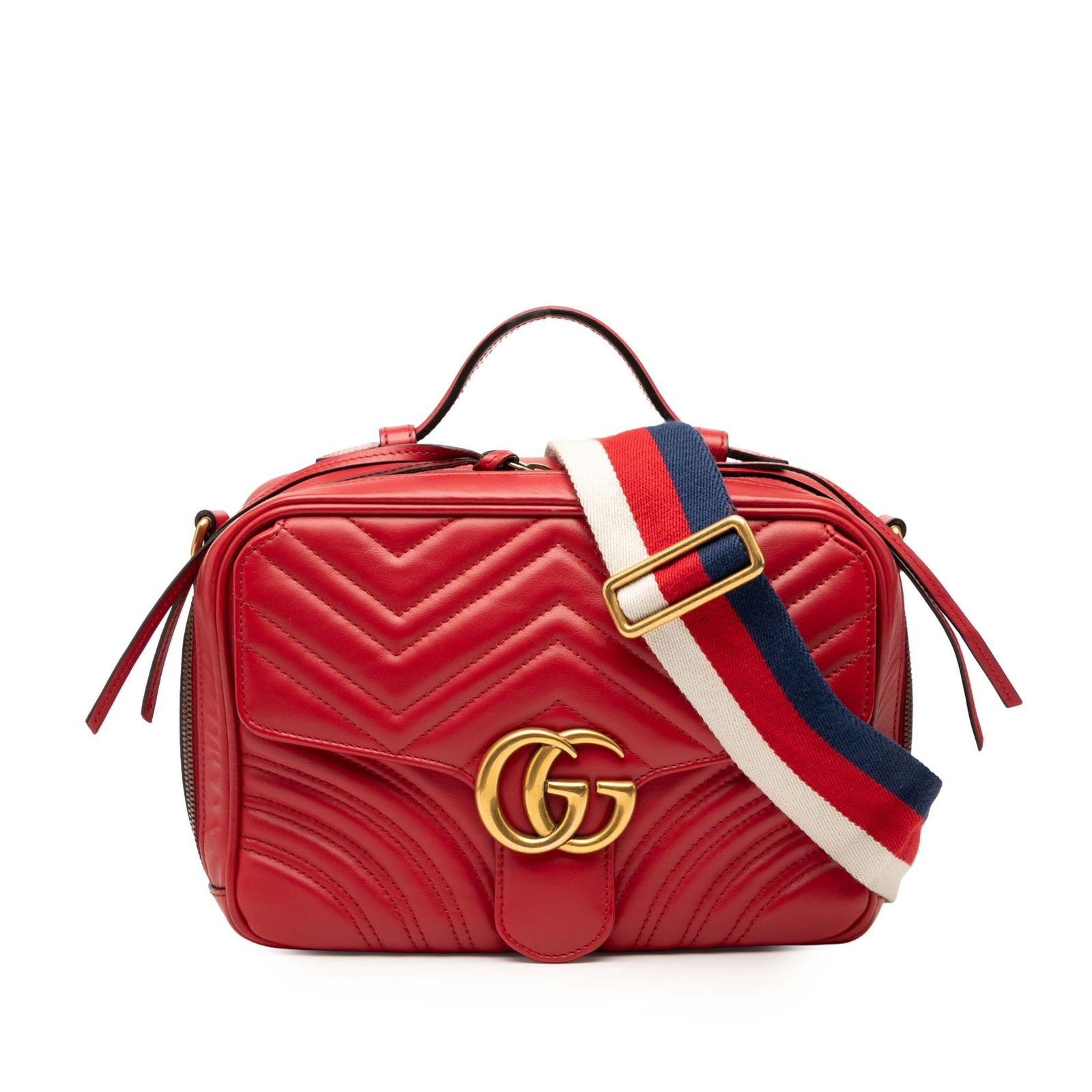 Gucci Small GG Marmont Red Leather Sylvie Satchel Bag (1 of 7)