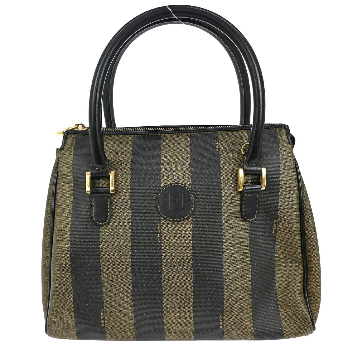 Fendi Brown Black Pequin Handbag NQ03149 with Gold Hardware (1 of 8)