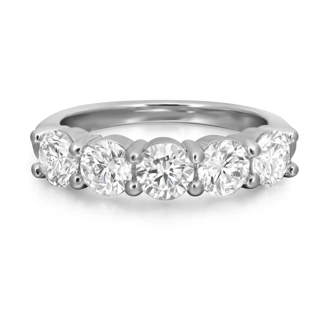 Rachel Koen 14K White Gold Half Eternity Band Ring 1.69ct Lab Grown Diamonds: Rachel Koen 14K White Gold Half Eternity Band Ring 1.69ct Lab Grown Diamonds This exquisite half eternity band ring features five bright white scintillating round cut lab grown diamonds, beautifully s