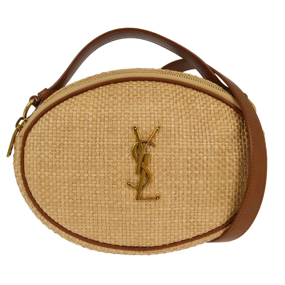 Beige and Brown Cassandra Oval Shoulder Bag by Saint Laurent (1 of 1)