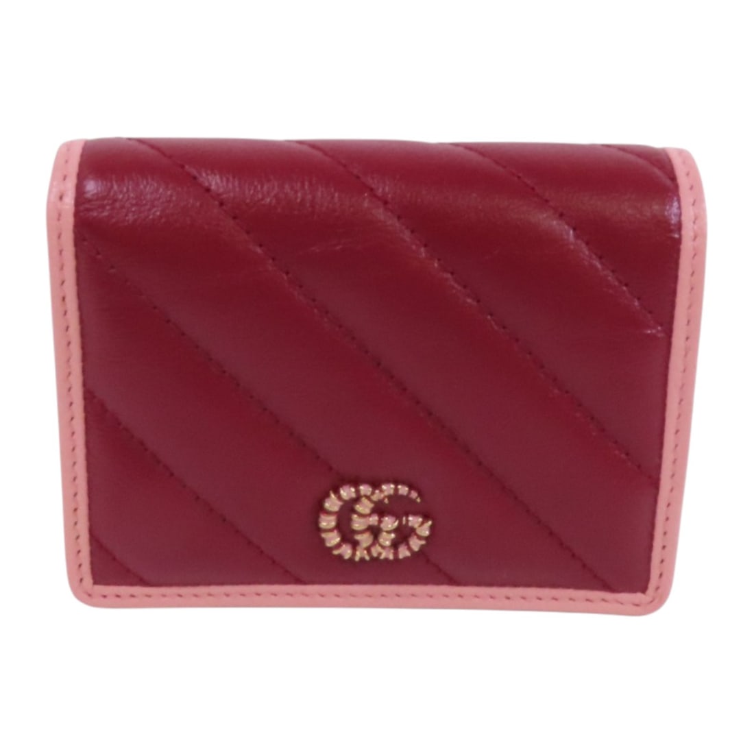 GUCCI GG GHW Bi-fold Wallet 573811 Calfskin Leather Red Pink (1 of 16)