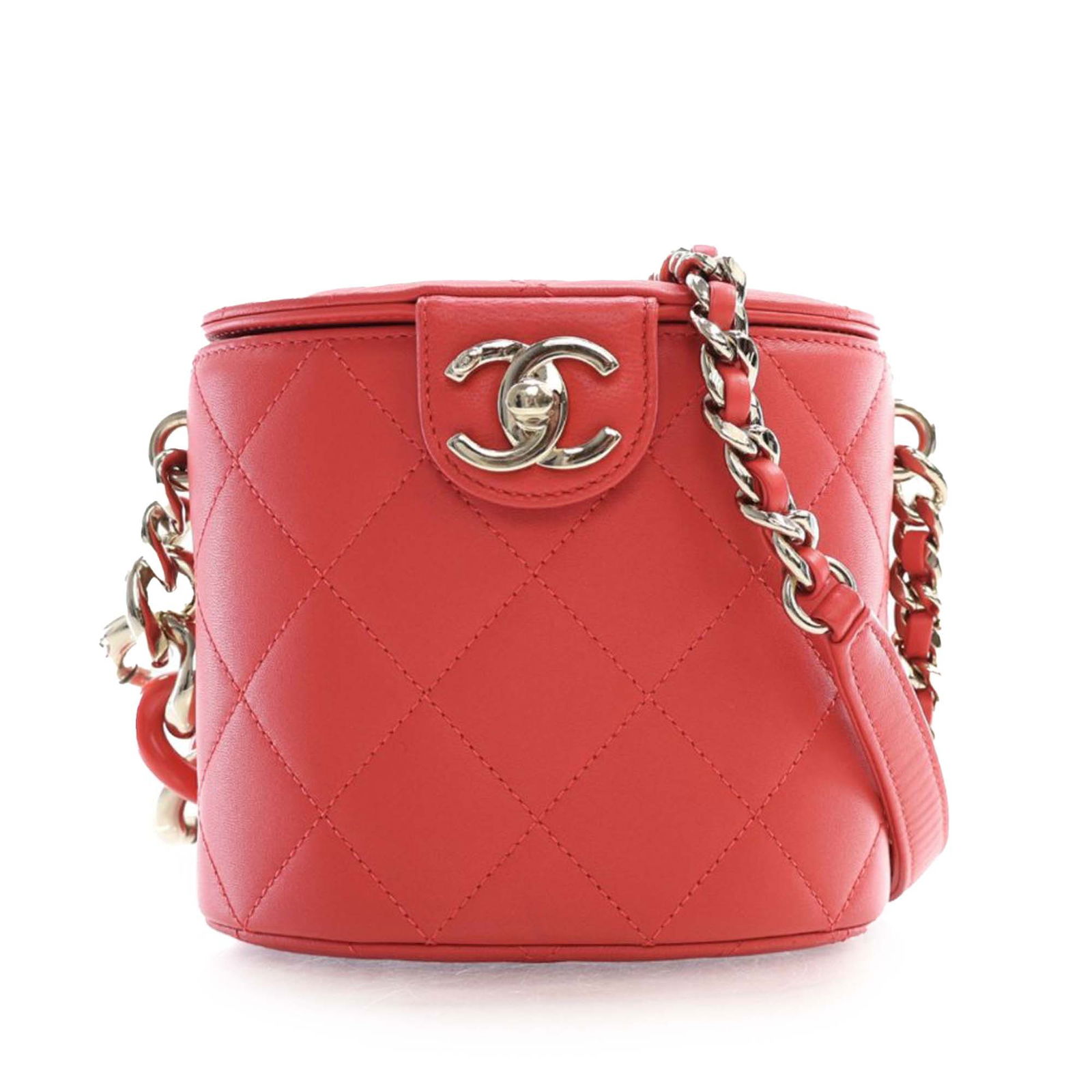 Chanel Small Quilted Lambskin Vanity Case Red Leather (1 of 15)