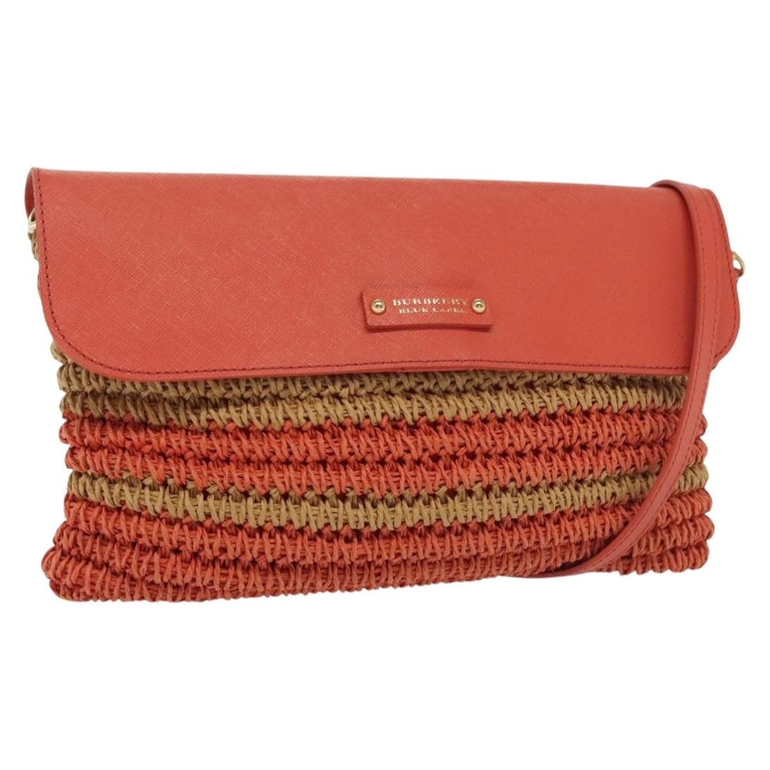 BURBERRY Blue Label Wood Shoulder Bag Beige Orange Gold Made in Japan (1 of 18)