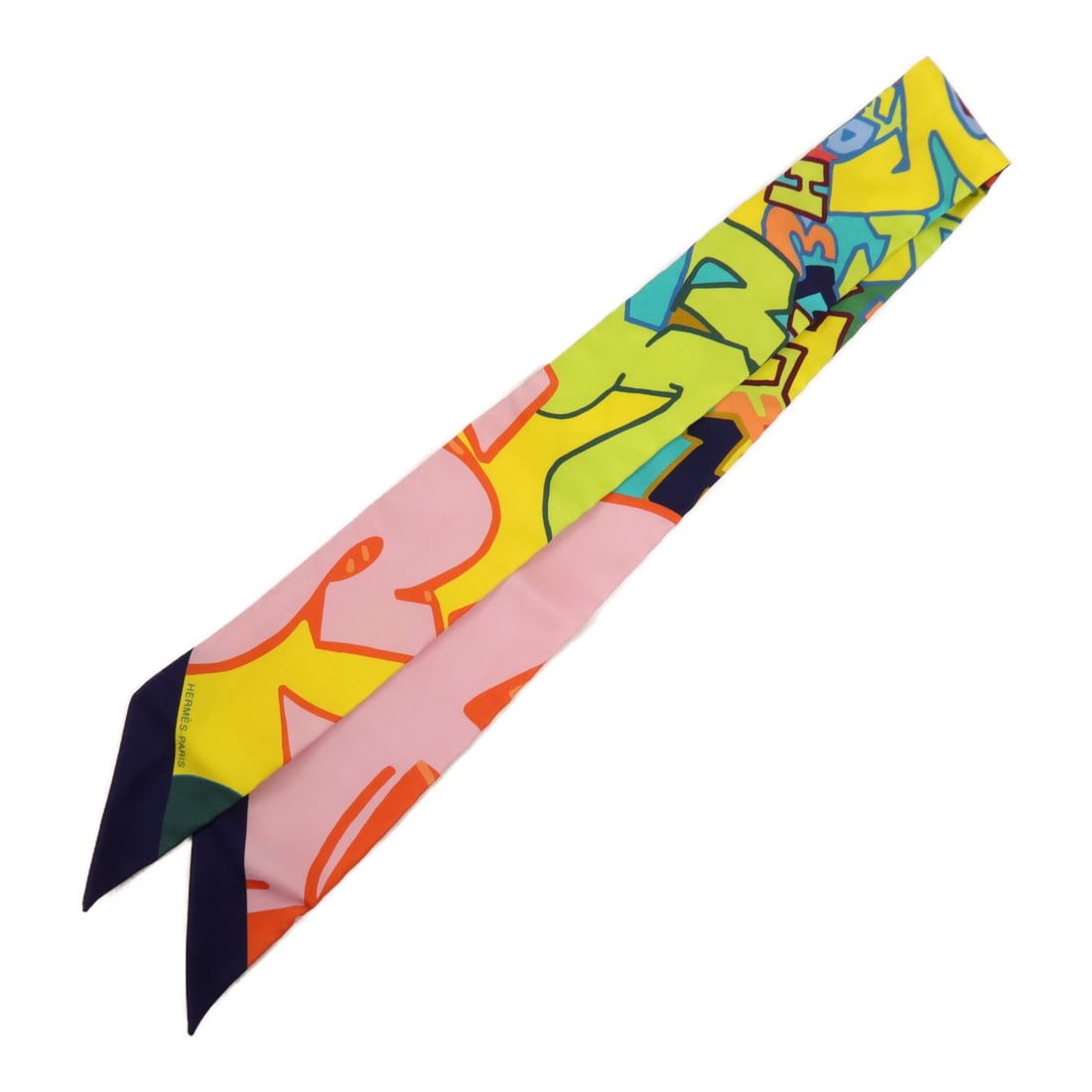 HERMES Multicolor Silk Twilly Scarf Made in France (1 of 8)