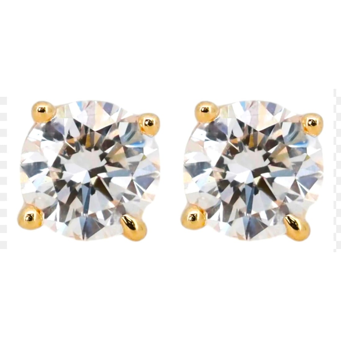 Rachel Koen 0.75ct Lab Created Diamond Stud Earrings in 14K Yellow Gold: Rachel Koen 0.75ct Lab Created Diamond Stud Earrings in 14K Yellow Gold These stud earrings showcase a pair of round brilliant cut lab grown diamonds with a total carat weight of 0.75 ctw, each approx