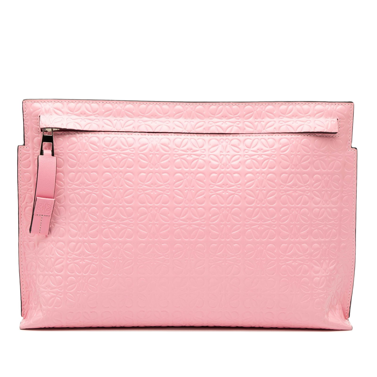LOEWE Pink Embossed Leather Anagram Repeat T Clutch Bag (1 of 7)