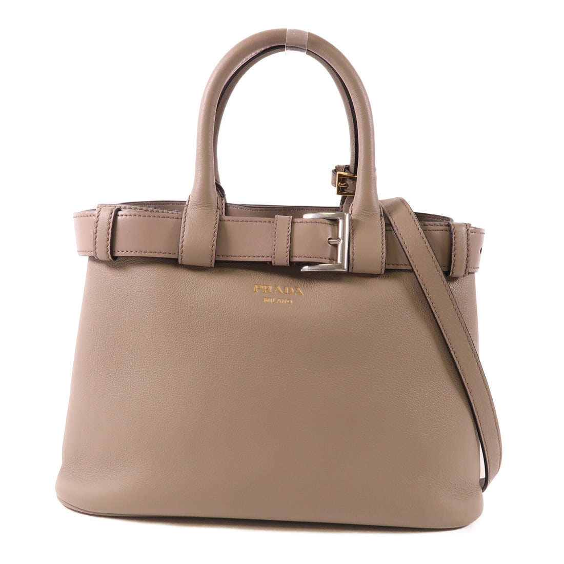 Prada Medium 2 Way Shoulder Bag 1BA434 Gray Calfskin Leather (1 of 17)