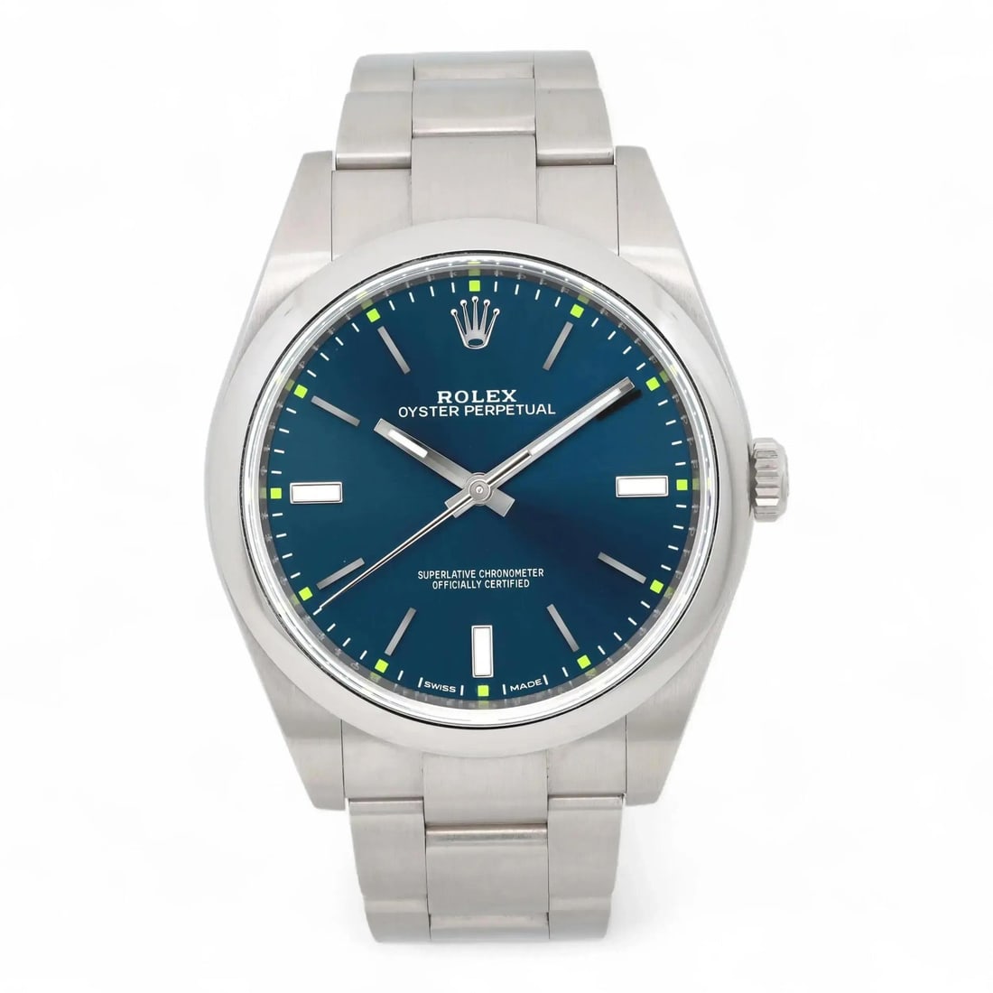 Rolex Oyster Perpetual 39 Stainless Steel Blue Dial Men's Watch 114300: Rolex Oyster Perpetual 39 Stainless Steel Blue Dial Men's Watch 114300 Experience the elegance of the Rolex Oyster Perpetual 39, a luxurious wristwatch designed for discerning individuals. This stunni