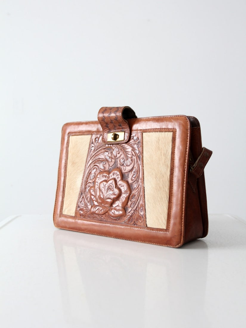 1960s Vintage Western Pony Skin Leather Handbag (1 of 7)