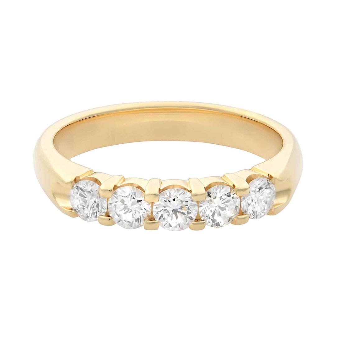 Rachel Koen 14K Yellow Gold Wedding Band 0.50Cttw with 5 Diamonds Size 6.5: Rachel Koen 14K Yellow Gold Wedding Band 0.50Cttw with 5 Diamonds Size 6.5 This exquisite Rachel Koen ladies' wedding band features five sparkling round brilliant cut diamonds, securely set in a prong