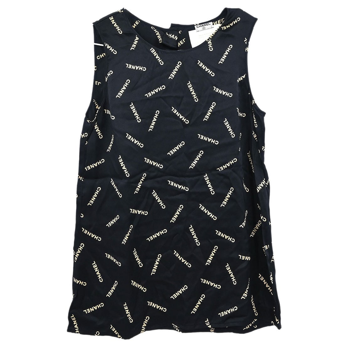 Chanel Black Sleeveless Silk Top Size 38 Casual Summer (1 of 10)