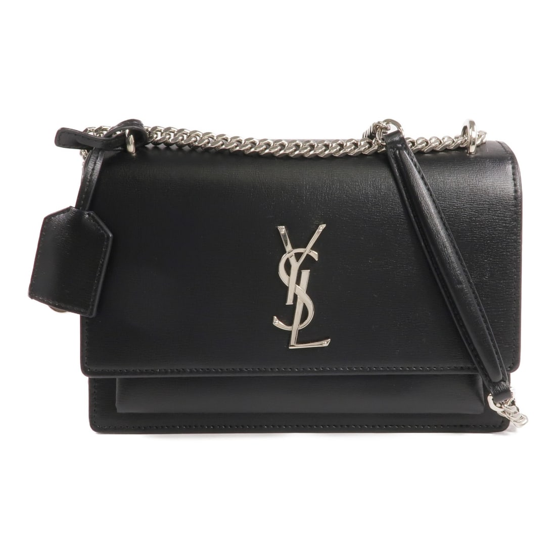 Saint Laurent Sunset Medium Black Calfskin Chain Shoulder Bag 442906 (1 of 15)