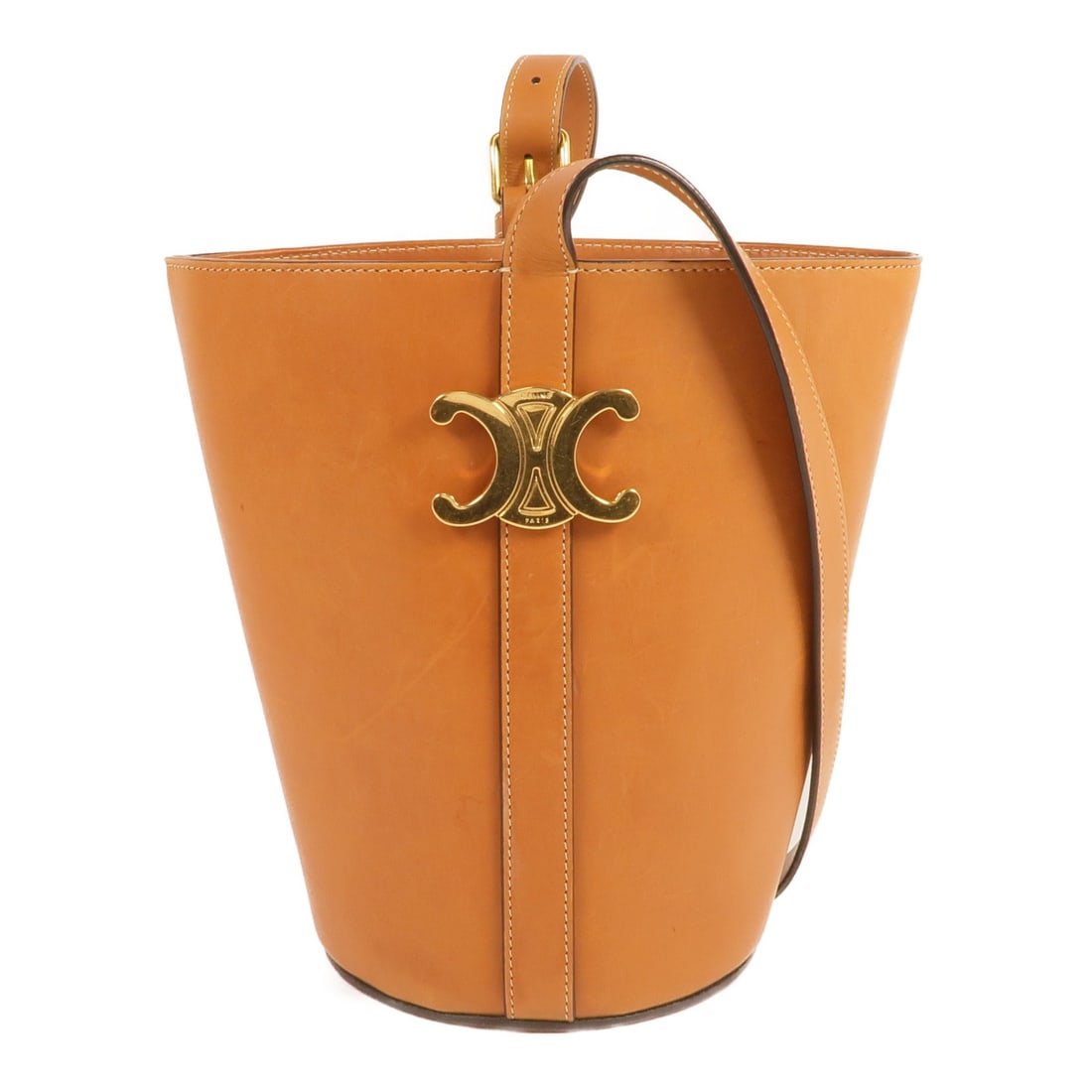 CELINE Bucket Triomphe Shoulder Bag Brown Calfskin Leather (1 of 18)