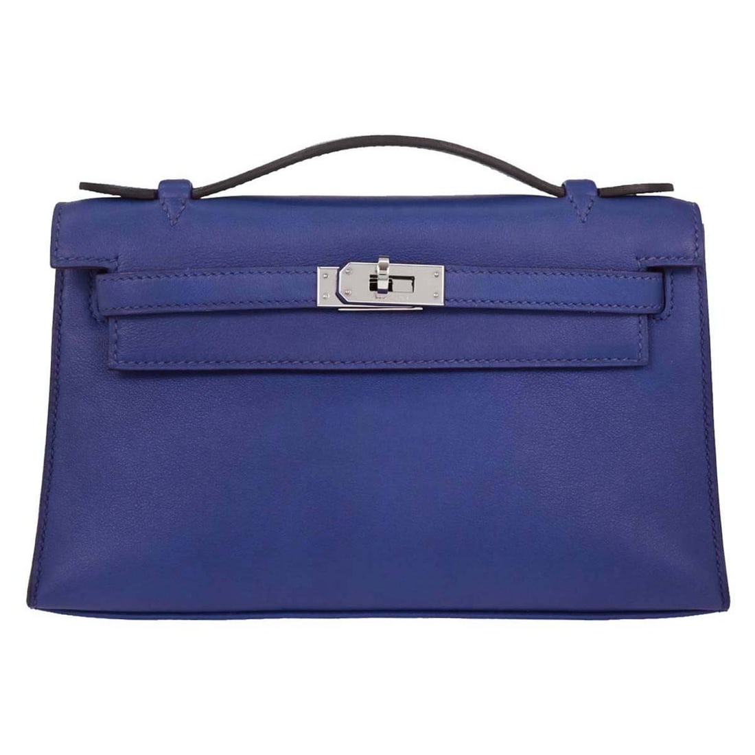 Hermes Blue Electric Swift Kelly Pochette Handbag Mini Pouch: Hermes Blue Electric Swift Kelly Pochette Handbag Mini Pouch Presenting the exquisite Hermes Blue Electric Swift Kelly Pochette Handbag, a perfect blend of elegance and functionality. This mini pouch-