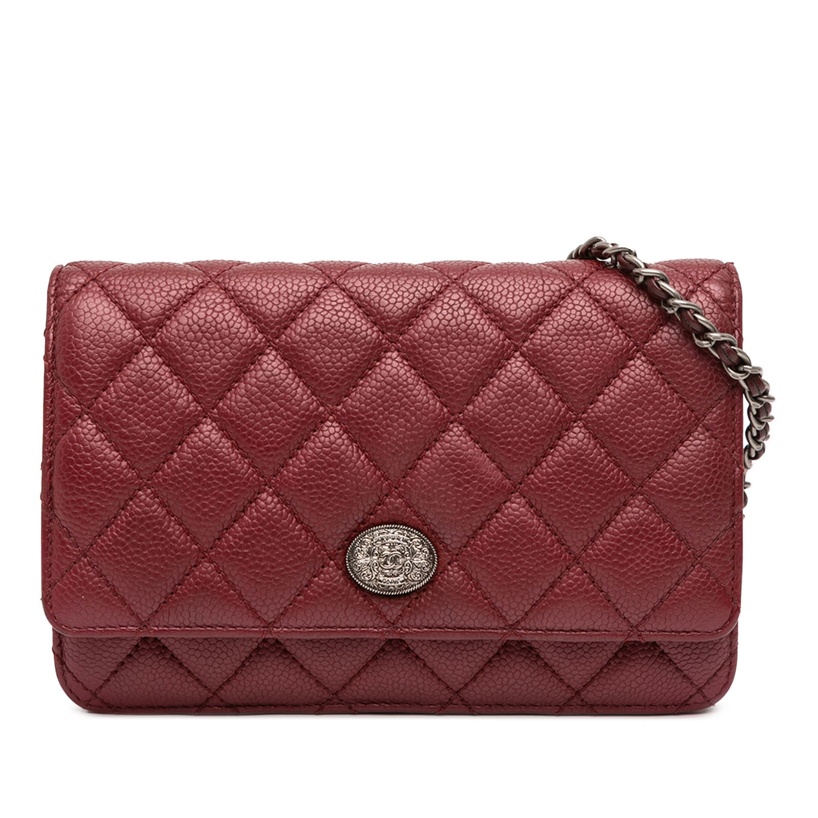 Chanel CC Quilted Caviar Wallet on Chain Red Leather (1 of 12)