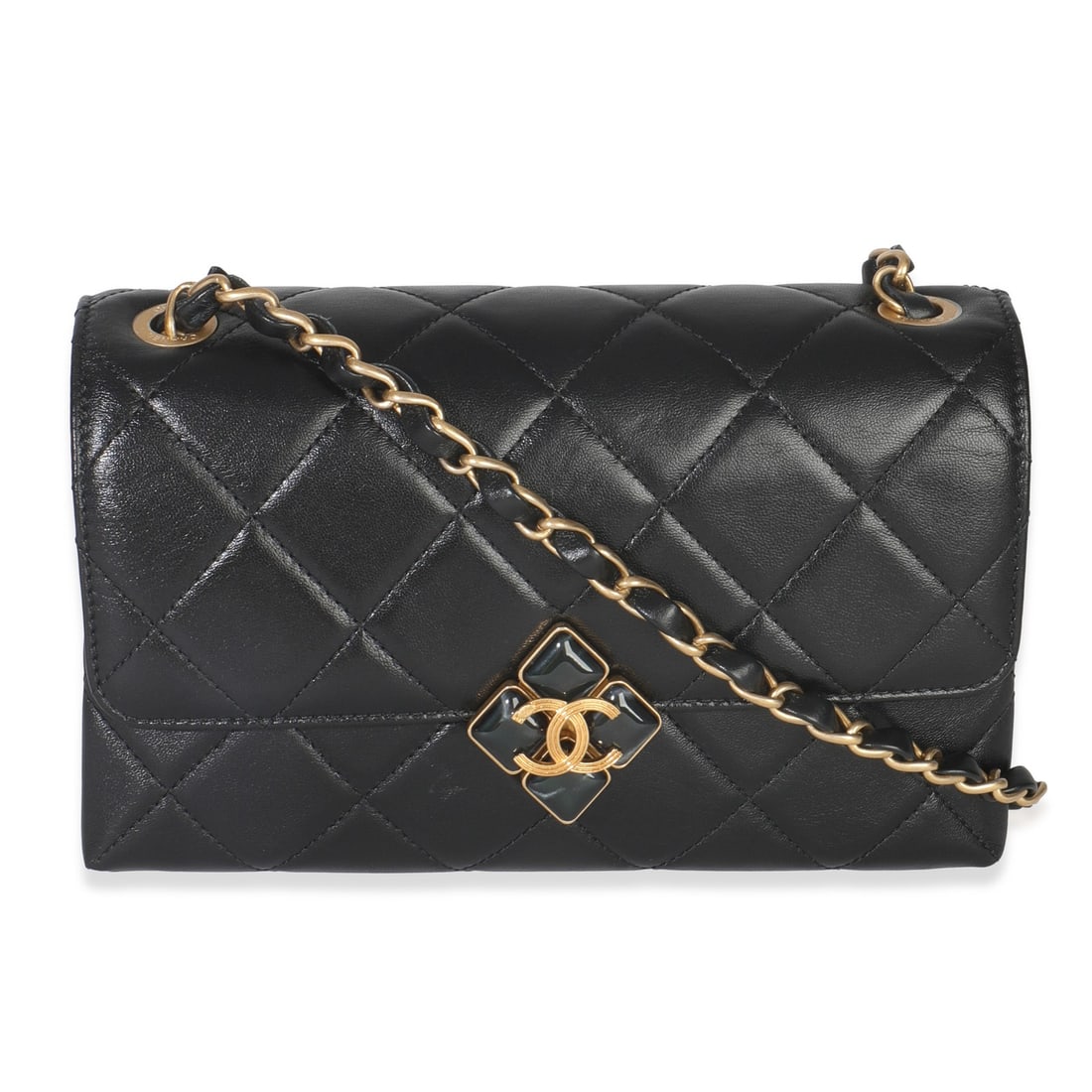 Small Diamond Lock Flap Shoulder Bag in Black Quilted Lambskin by Chanel (1 of 9)