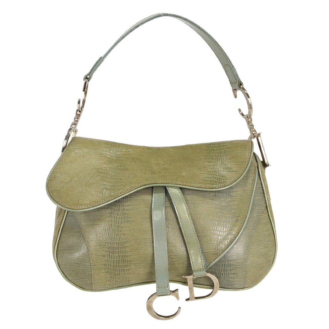 Christian Dior Light Blue Saddle Handbag RU0011 Leather Italy (1 of 13)