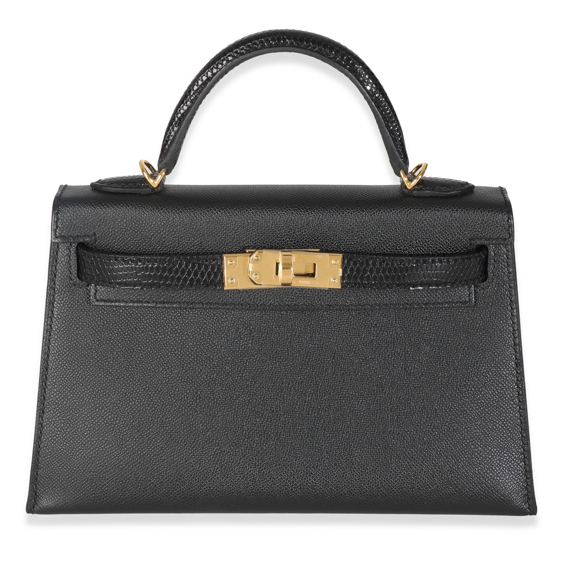 Hermes Mini Kelly 20 II Black Lizard Leather Shoulder Bag GHW (1 of 10)
