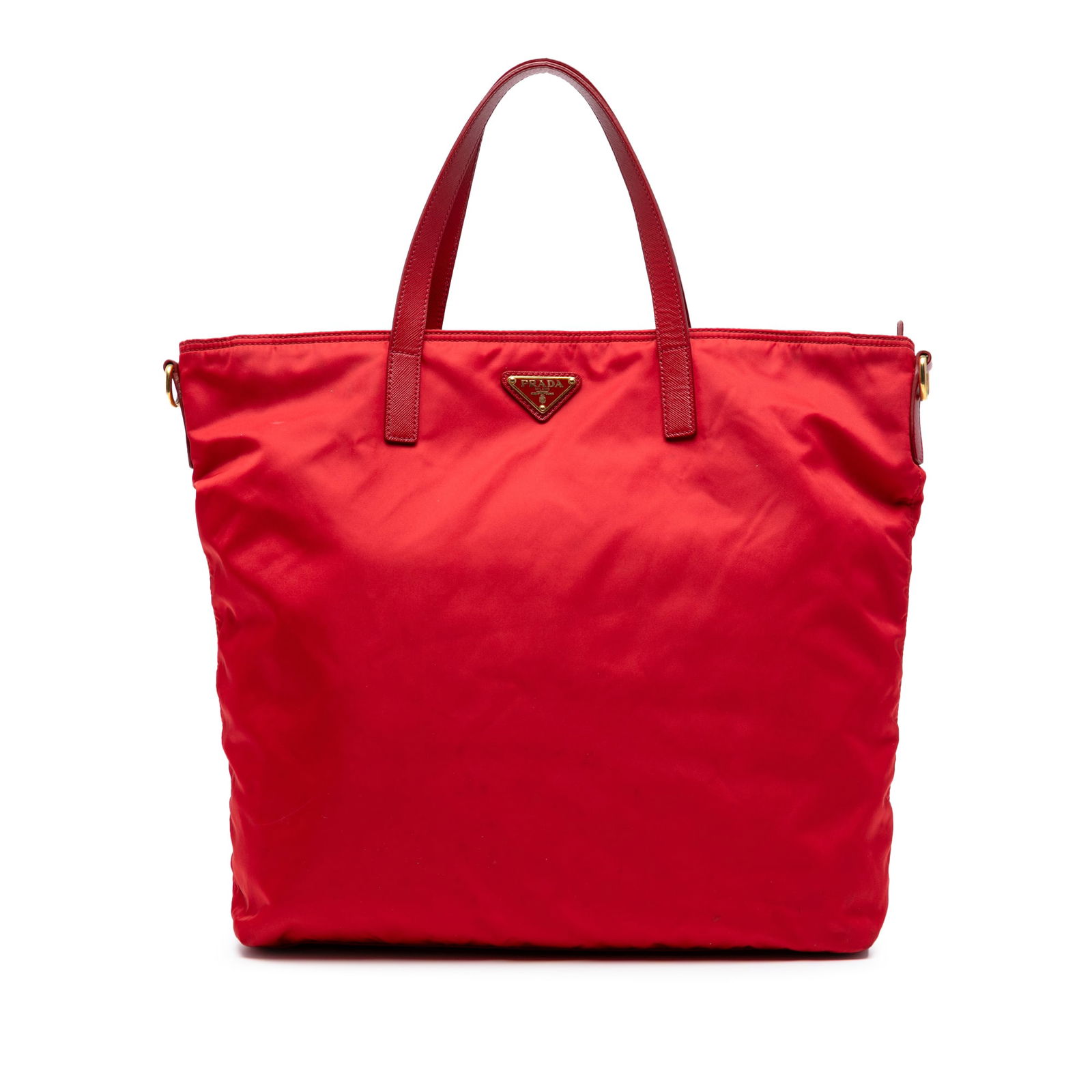 Prada Tessuto Red Nylon Satchel Bag with Leather Handles (1 of 7)