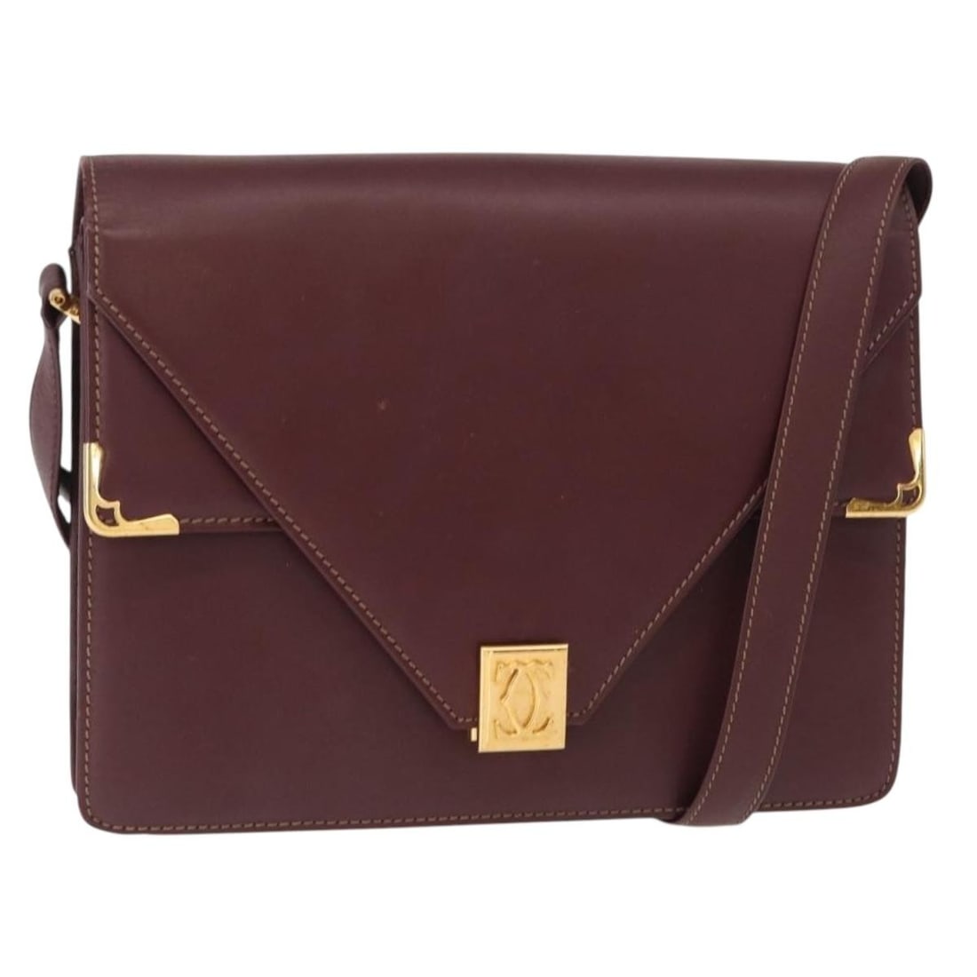 Must de Cartier Burgundy Leather Shoulder Bag (1 of 1)