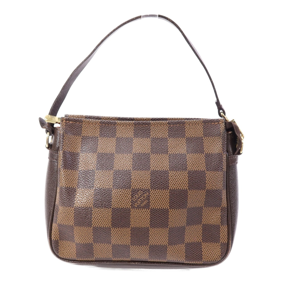 LOUIS VUITTON Damier Brown GHW Makeup Pouch Handbag N51982: LOUIS VUITTON Damier Brown GHW Makeup Pouch Handbag N51982 Elevate your accessory collection with this Louis Vuitton Trousse Makeup Accessory Pouch. Crafted from durable PVC coated canvas, this stylis