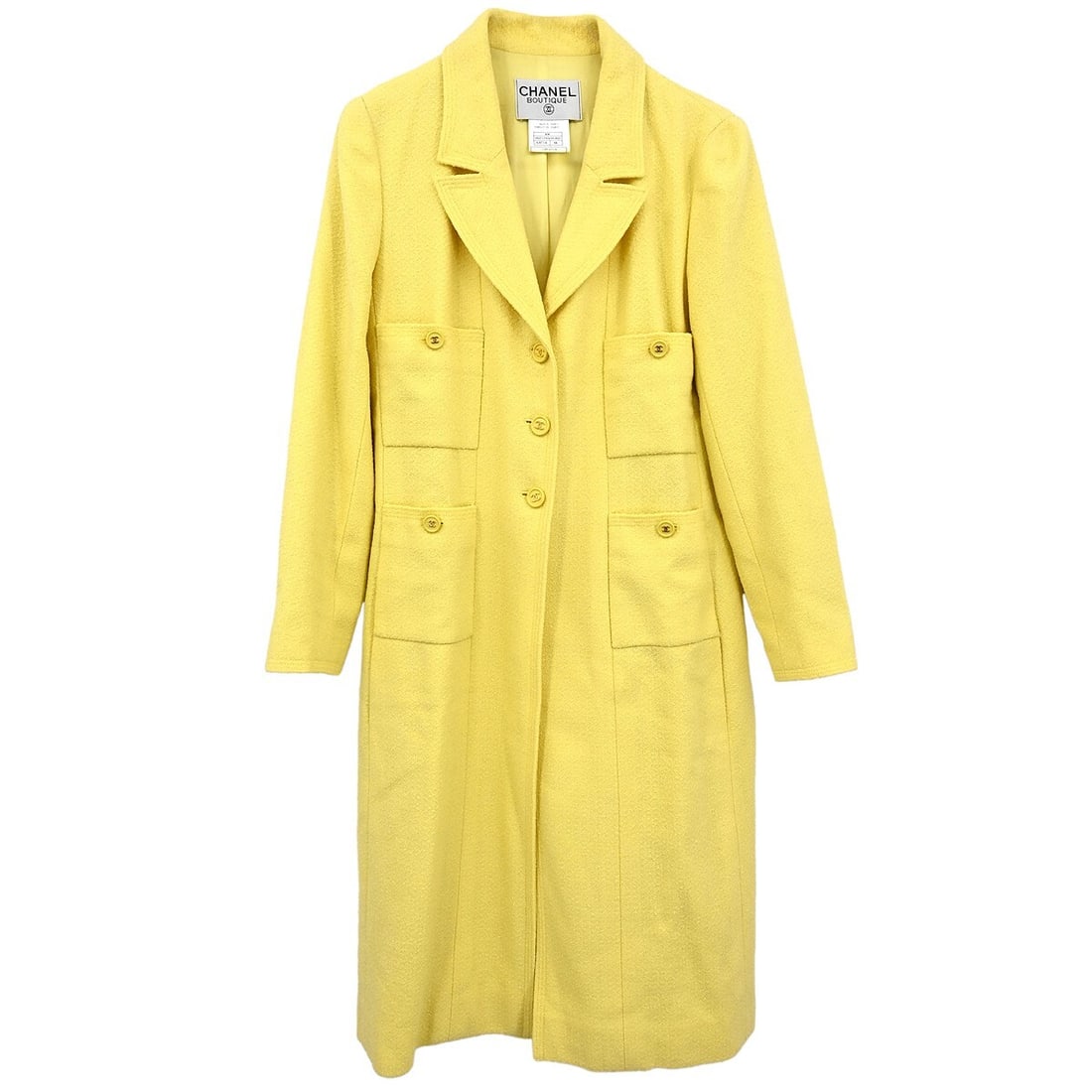Chanel Vintage Yellow Wool Blend Single Breasted Coat 97P #38 (1 of 10)