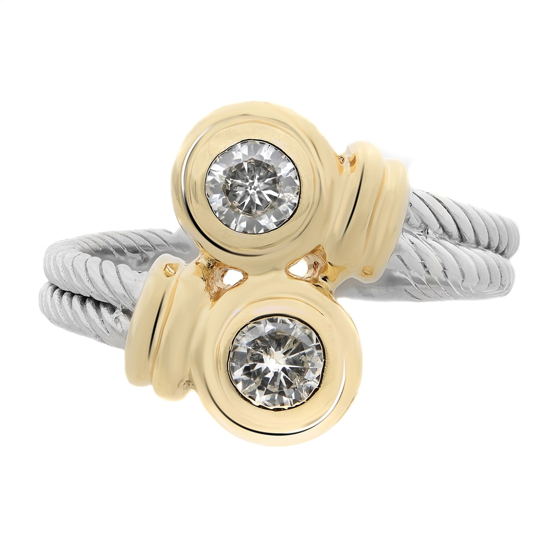 Rachel Koen 0.50Cttw Crisscross Diamond Ring 14K Multi-Tone Gold (1 of 6)