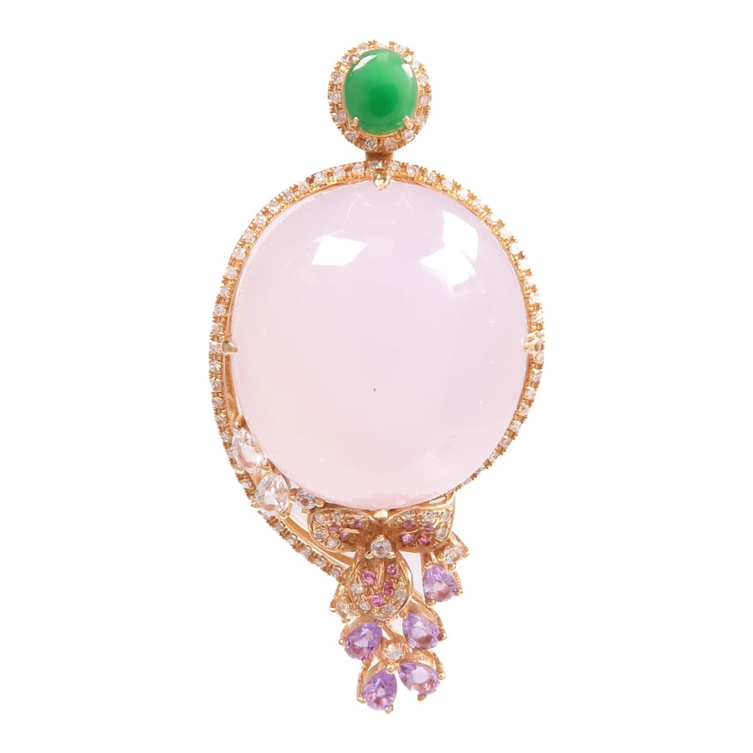 Jade and 18K Rose Gold Pendant Top Purple (1 of 7)