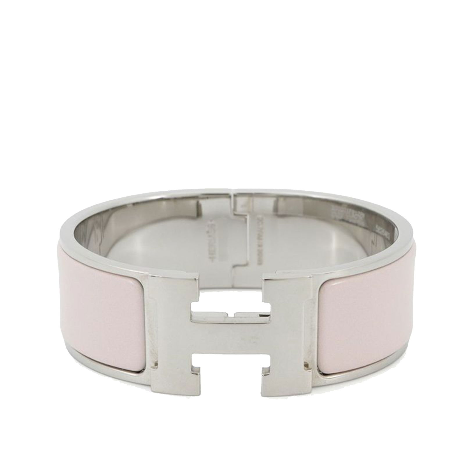 Hermes Wide Enamel Clic Clac H Bracelet Pink (1 of 9)