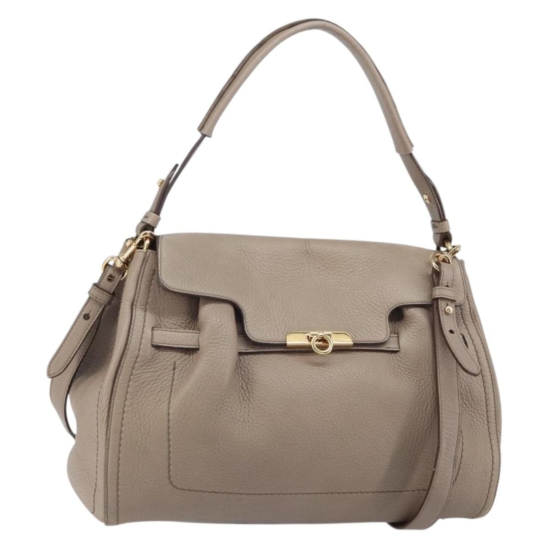 Beige Leather Gancini 2way Shoulder and Handbag by Salvatore Ferragamo (1 of 18)