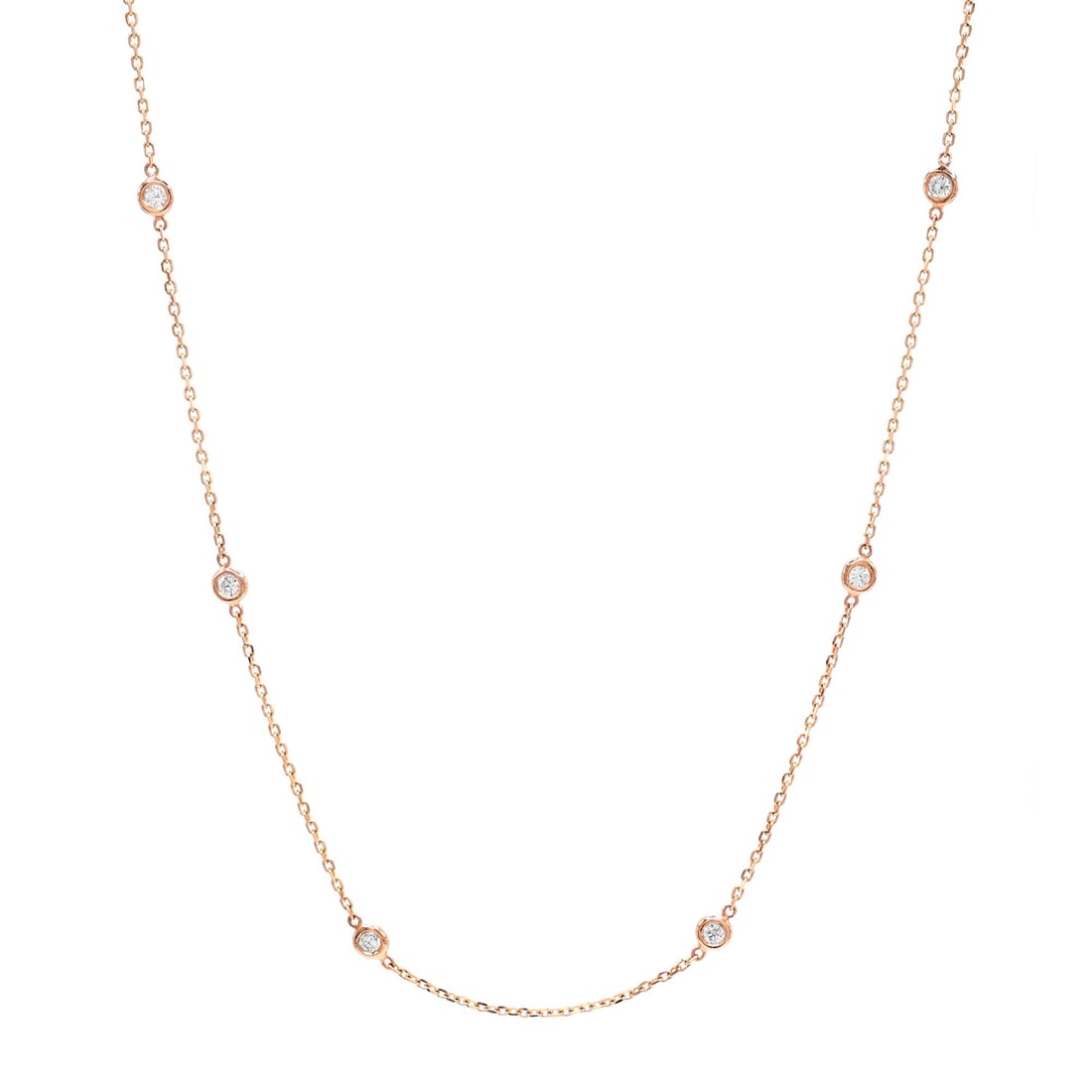 Rachel Koen 14K Rose Gold Diamond By The Yard Necklace 0.61cttw: Rachel Koen 14K Rose Gold Diamond By The Yard Necklace 0.61cttw This exquisite Rachel Koen necklace features a stunning design crafted in 14K rose gold, showcasing a total carat weight of 0.61cttw. Th