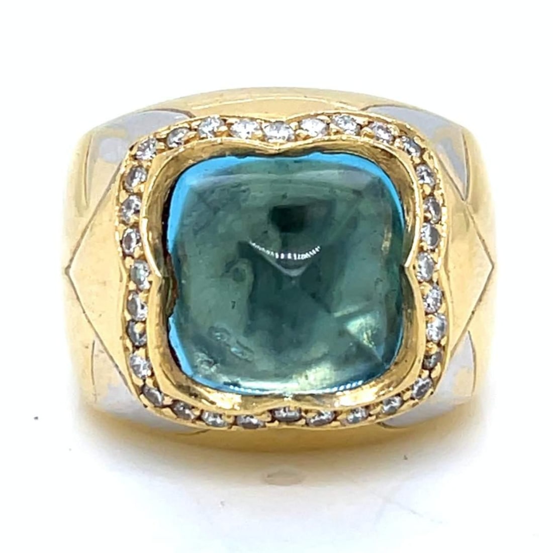HARMEN 18K Yellow Gold Blue Topaz Diamond Ring 5.00 Ct 0.60 Ct (1 of 5)