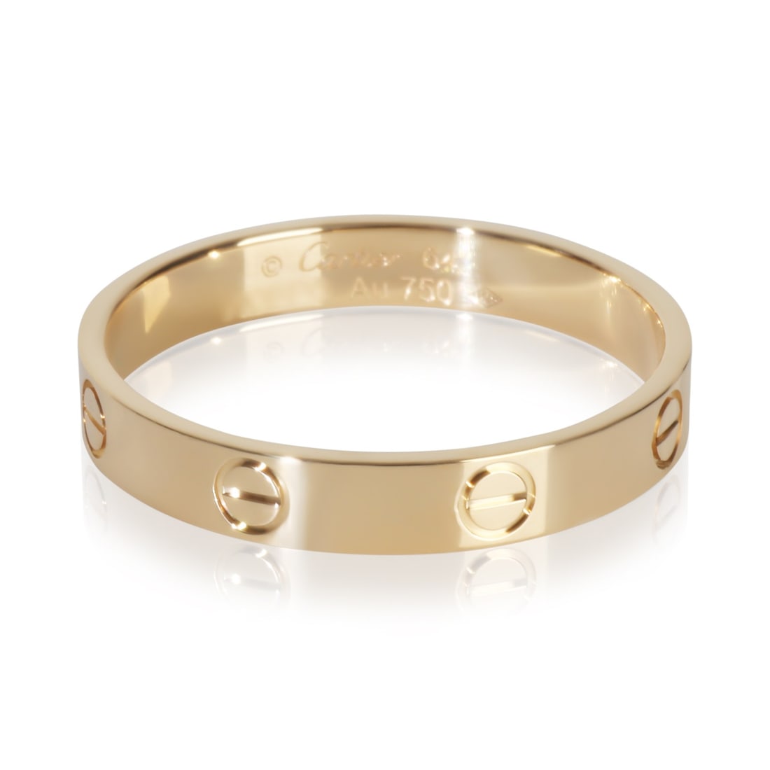 Cartier 18k Yellow Gold Love Small Model Band with Box and Certificate: Cartier 18k Yellow Gold Love Small Model Band with Box and Certificate This Cartier Small Model Love Ring is crafted from 18k yellow gold and features a sleek, iconic design. Made in France, it is a s