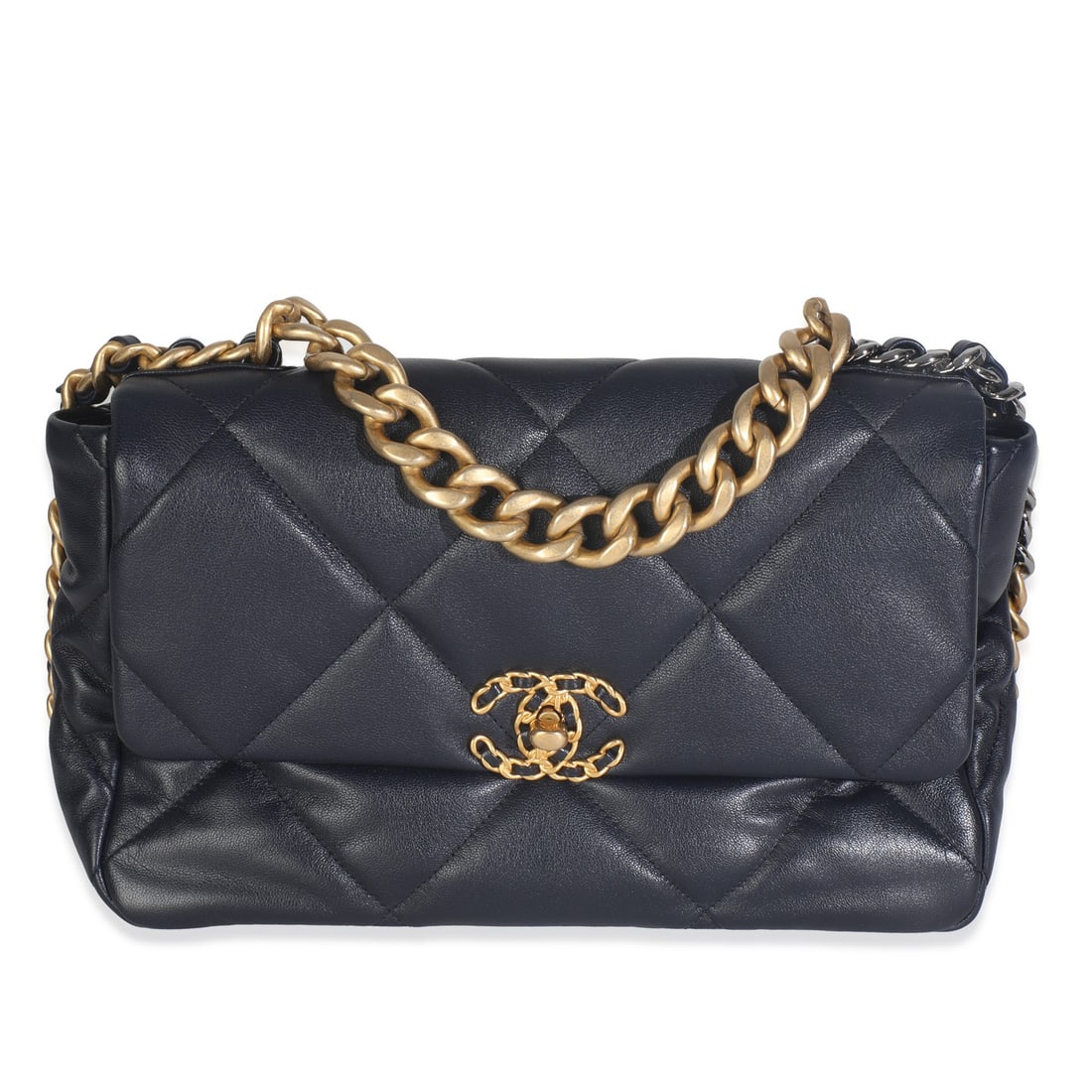 Chanel Medium 19 Flap Bag Navy Lambskin with Gold-Tone Hardware (1 of 9)