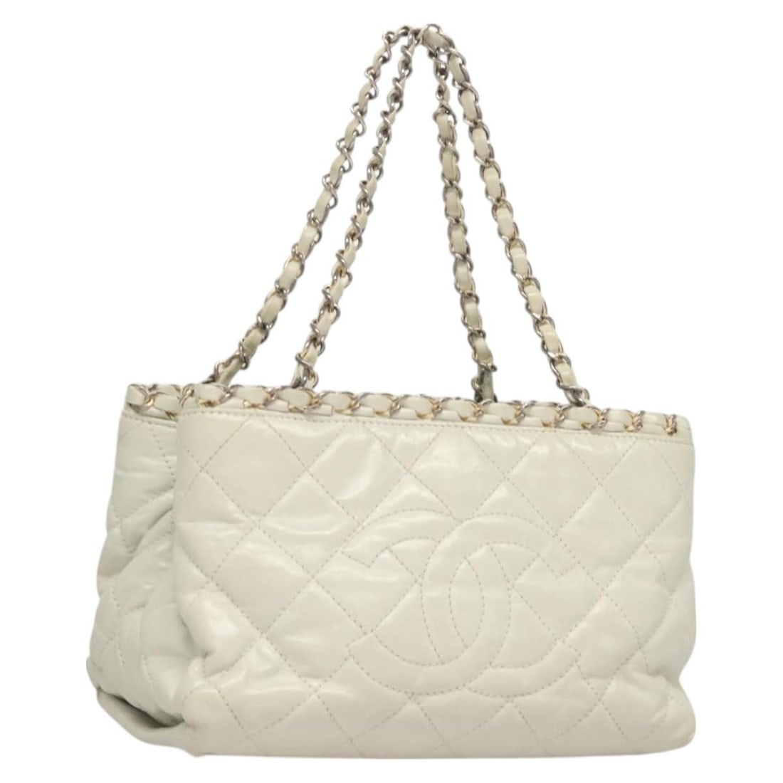White Chanel Chain Me Tote Bag with Chain Detail (1 of 1)
