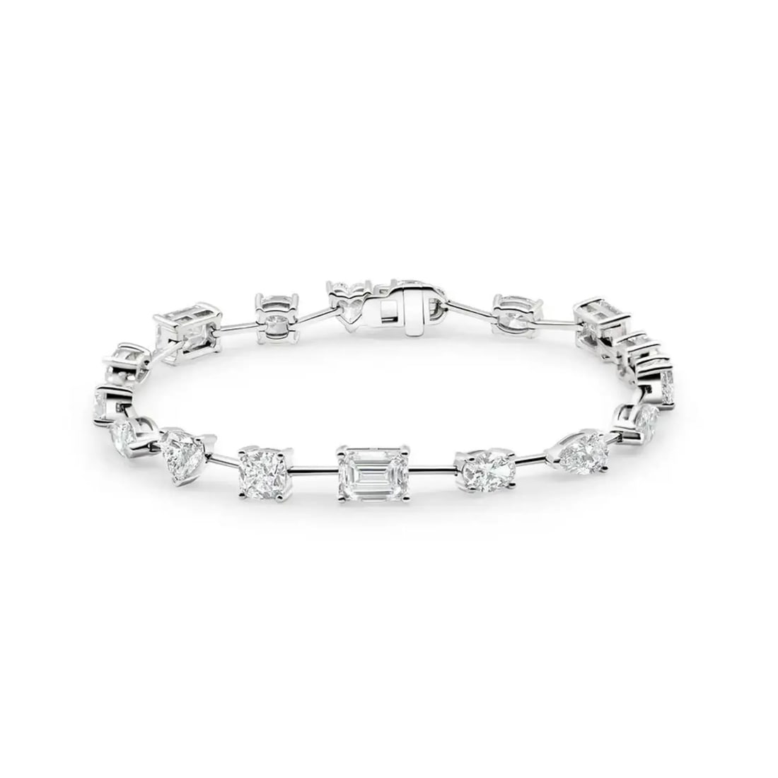 Rachel Koen 14K White Gold Multi Shape Lab Grown Diamond Tennis Bracelet 9.90Cttw (1 of 4)