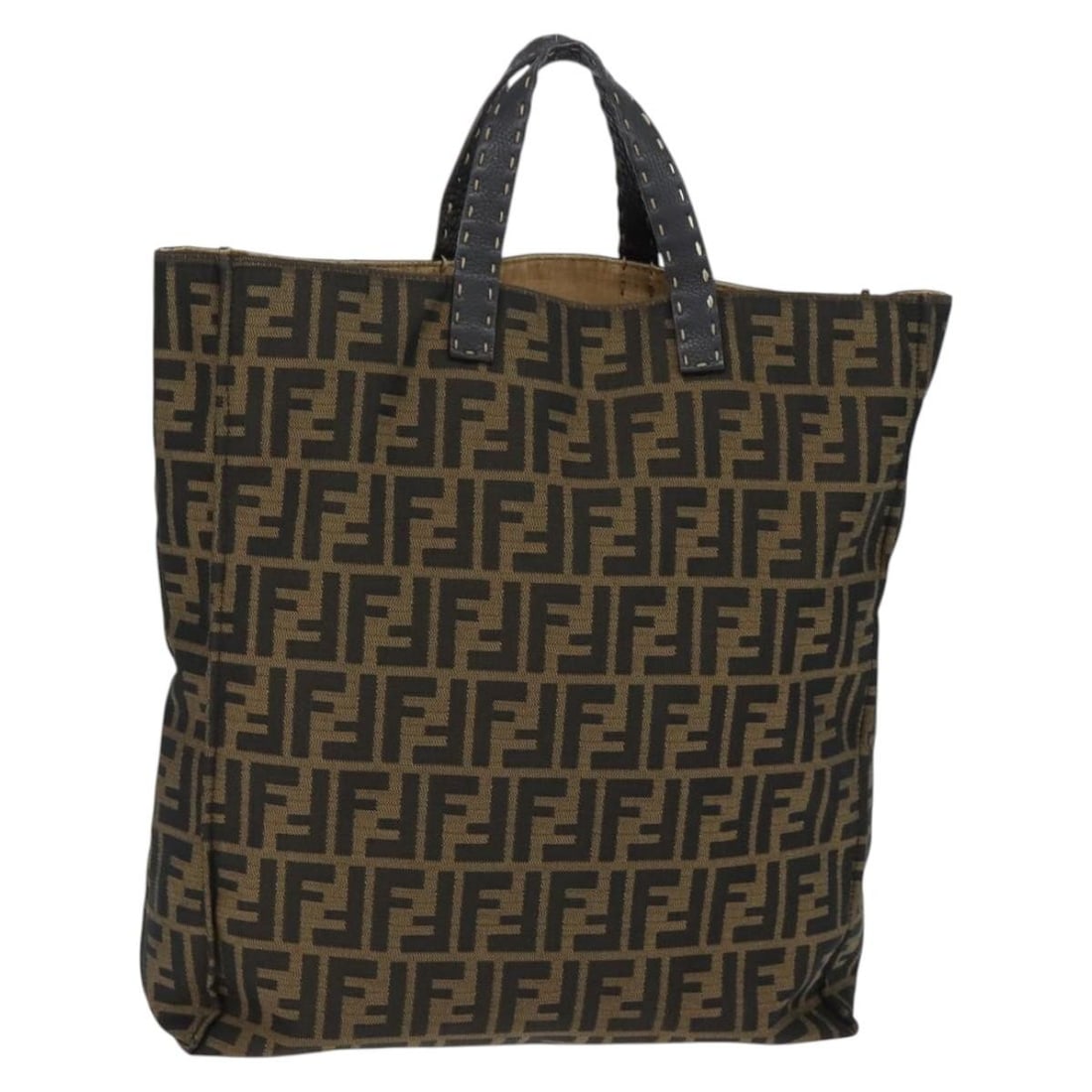 Celeria Zucca Tote Bag by Fendi in Black: Celeria Zucca Tote Bag by Fendi in Black This pre-owned Fendi Celeria Zucca tote bag features a spacious open shopping design in black. It is crafted for women and shows signs of use, including surfac